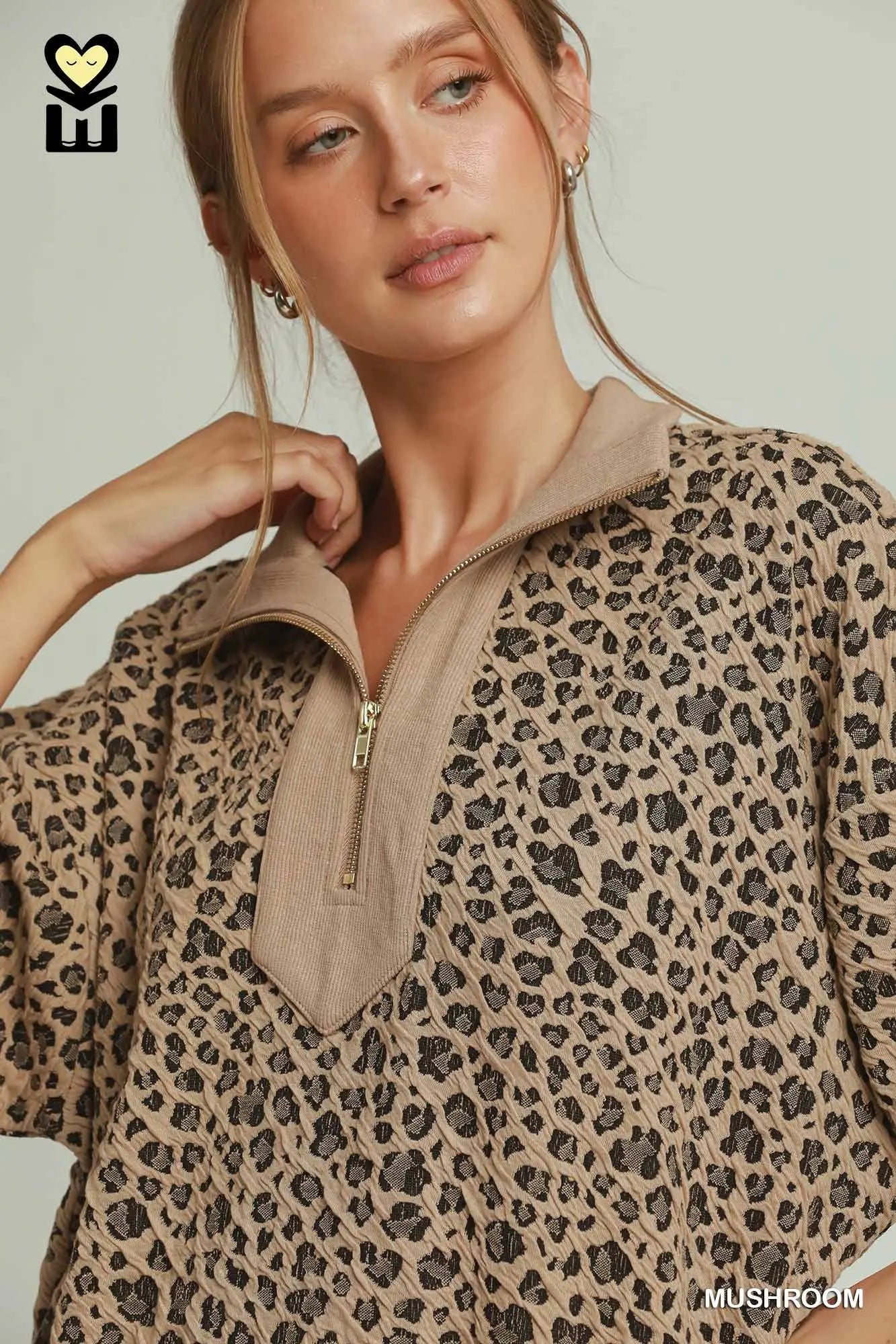 Leopard Lounge Top - Mushroom