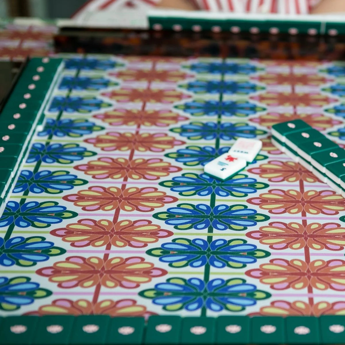 Mod Bird Bam &amp; Plaid Mahjong Mat