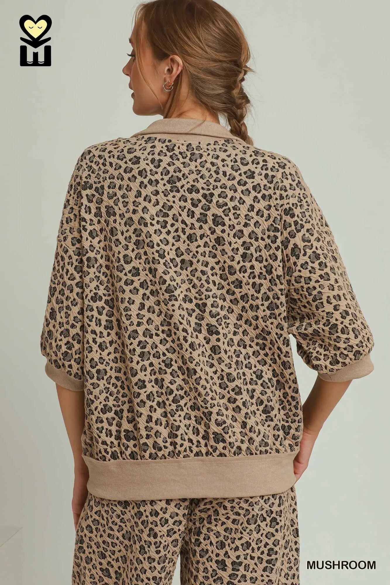 Leopard Lounge Top - Mushroom
