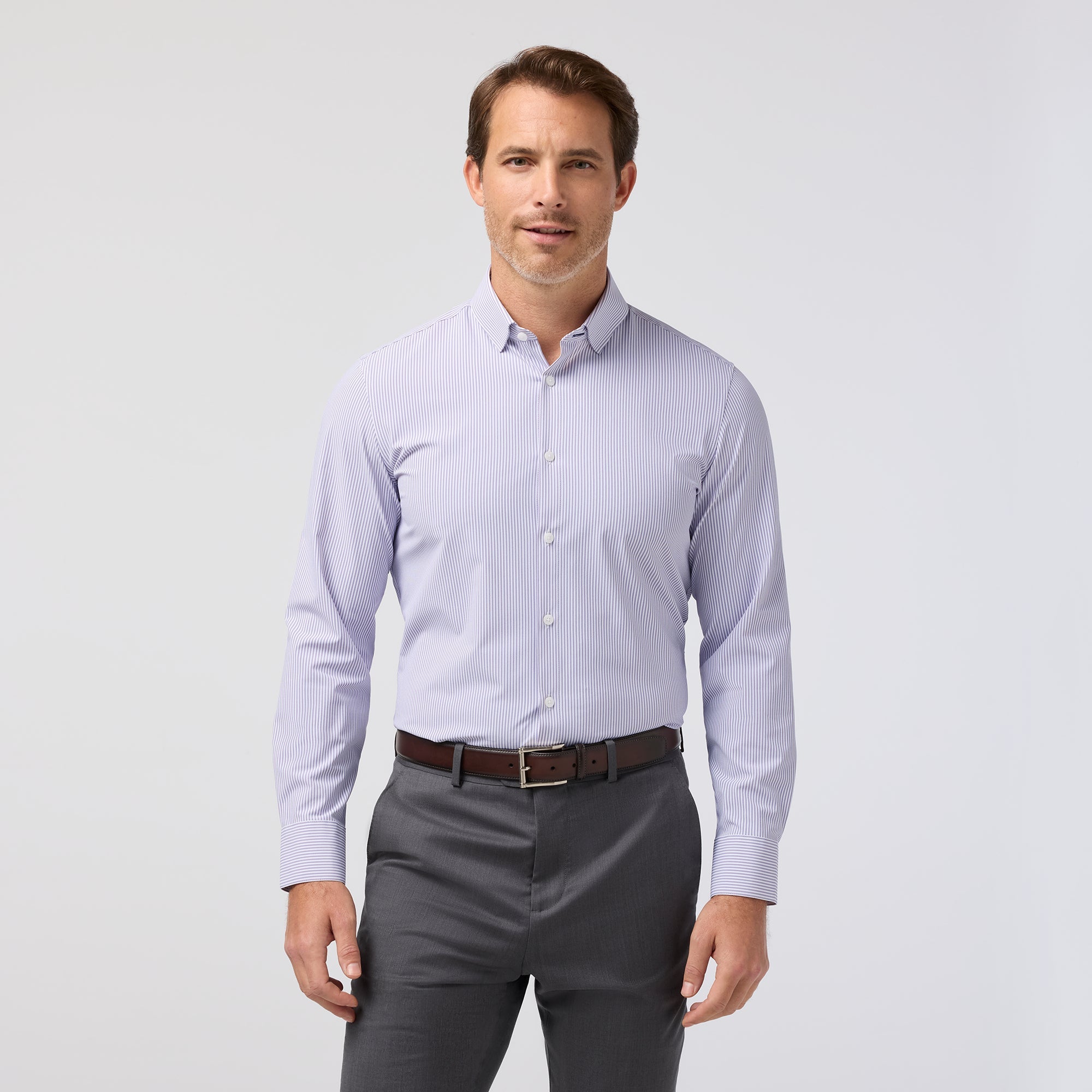 Leeward Dress Shirt - Purple Dusk Banker Stripe