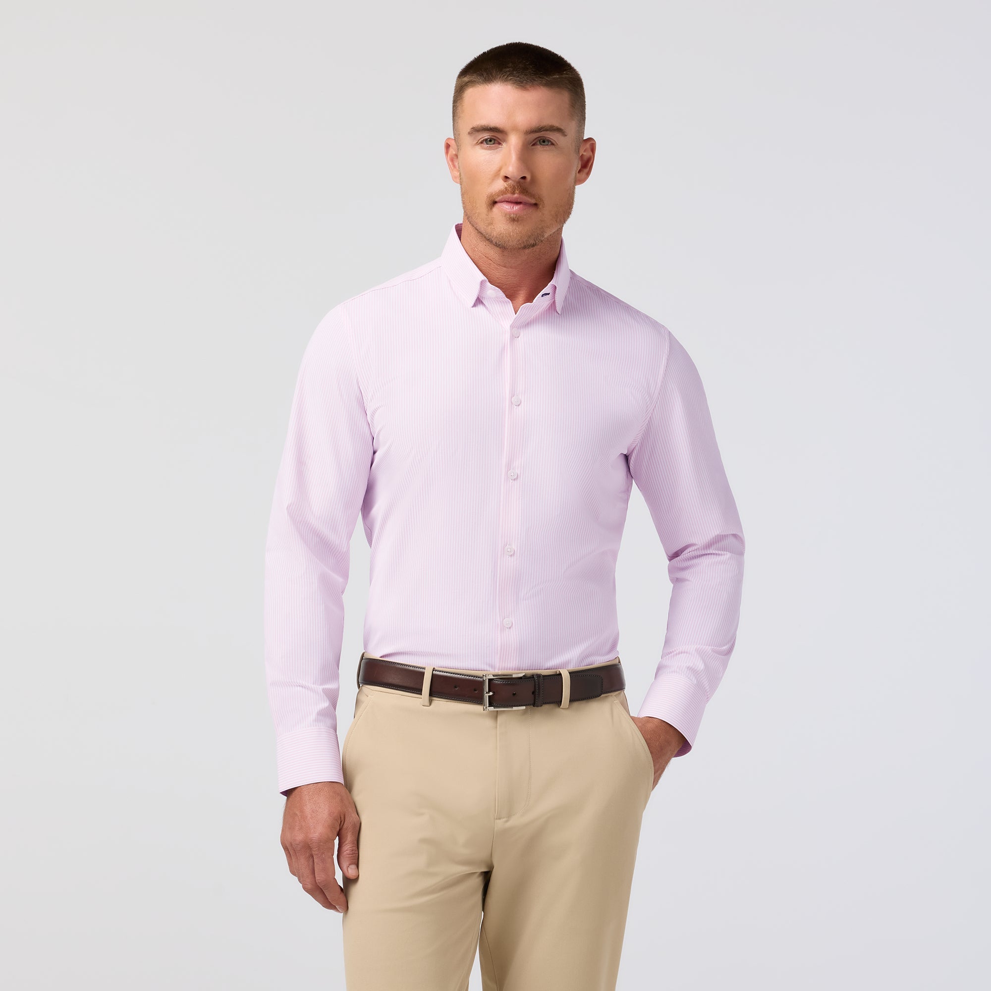 Leeward Dress Shirt - Pink Salt Banker Stripe
