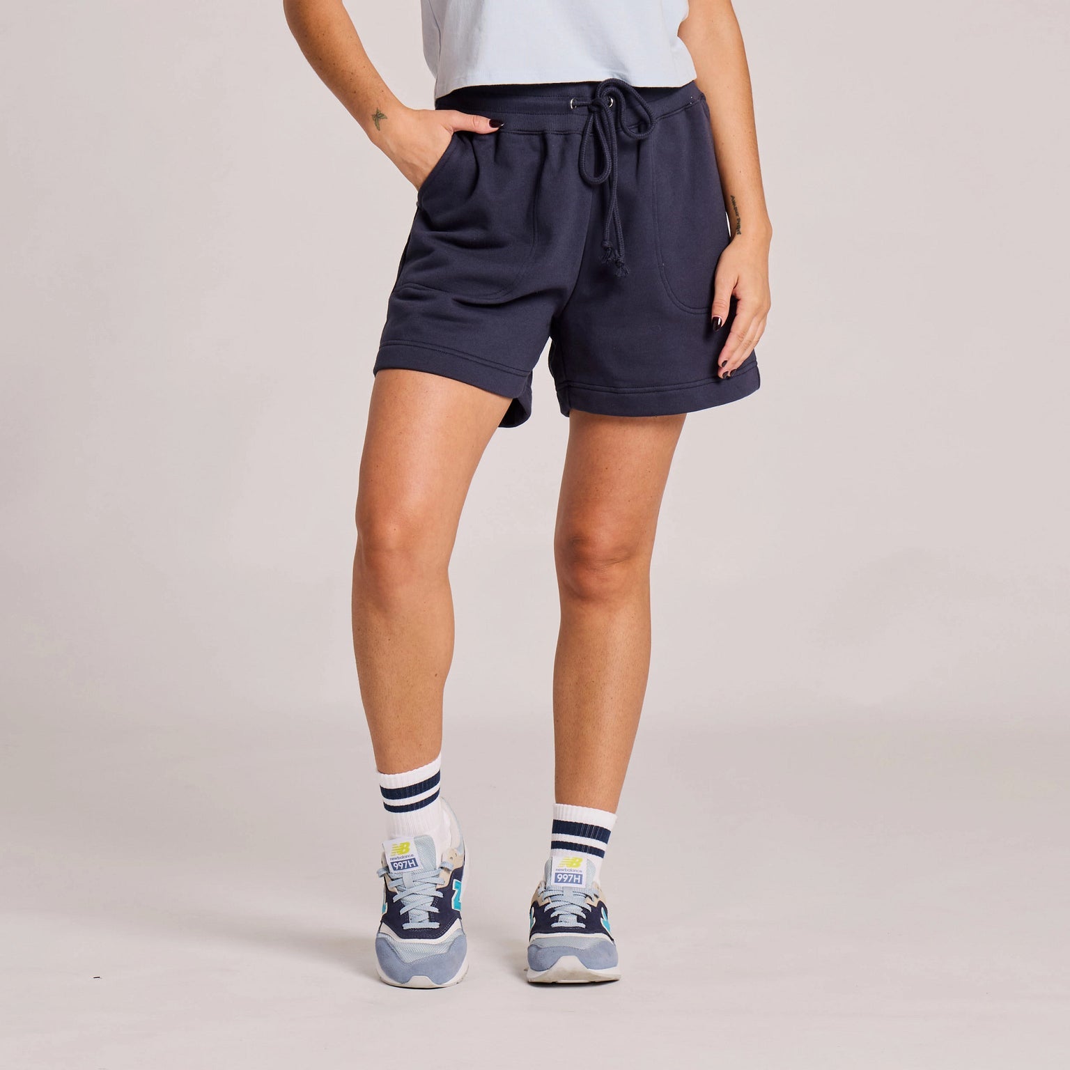 Solid Good Vibes Fleece Shorts - Inkwell Blue