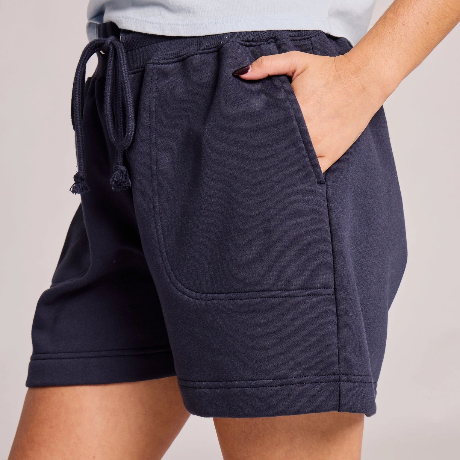 Solid Good Vibes Fleece Shorts - Inkwell Blue