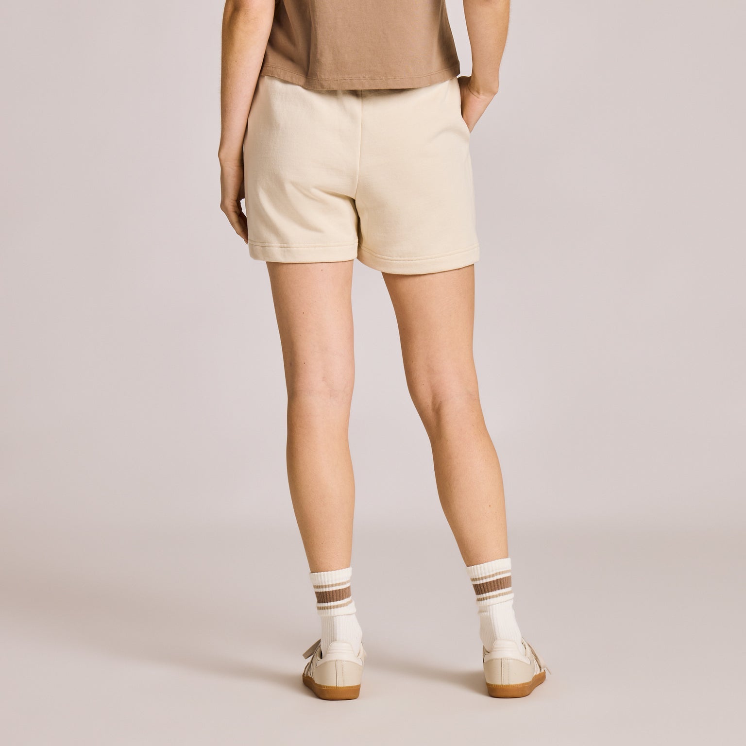 Solid Good Vibes Fleece Shorts - Birch White
