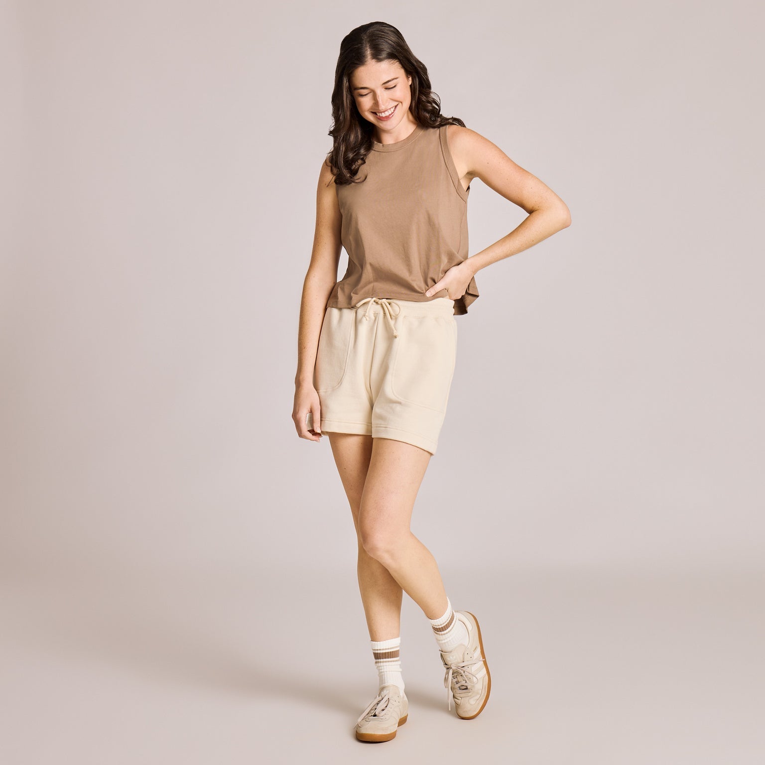 Solid Good Vibes Fleece Shorts - Birch White