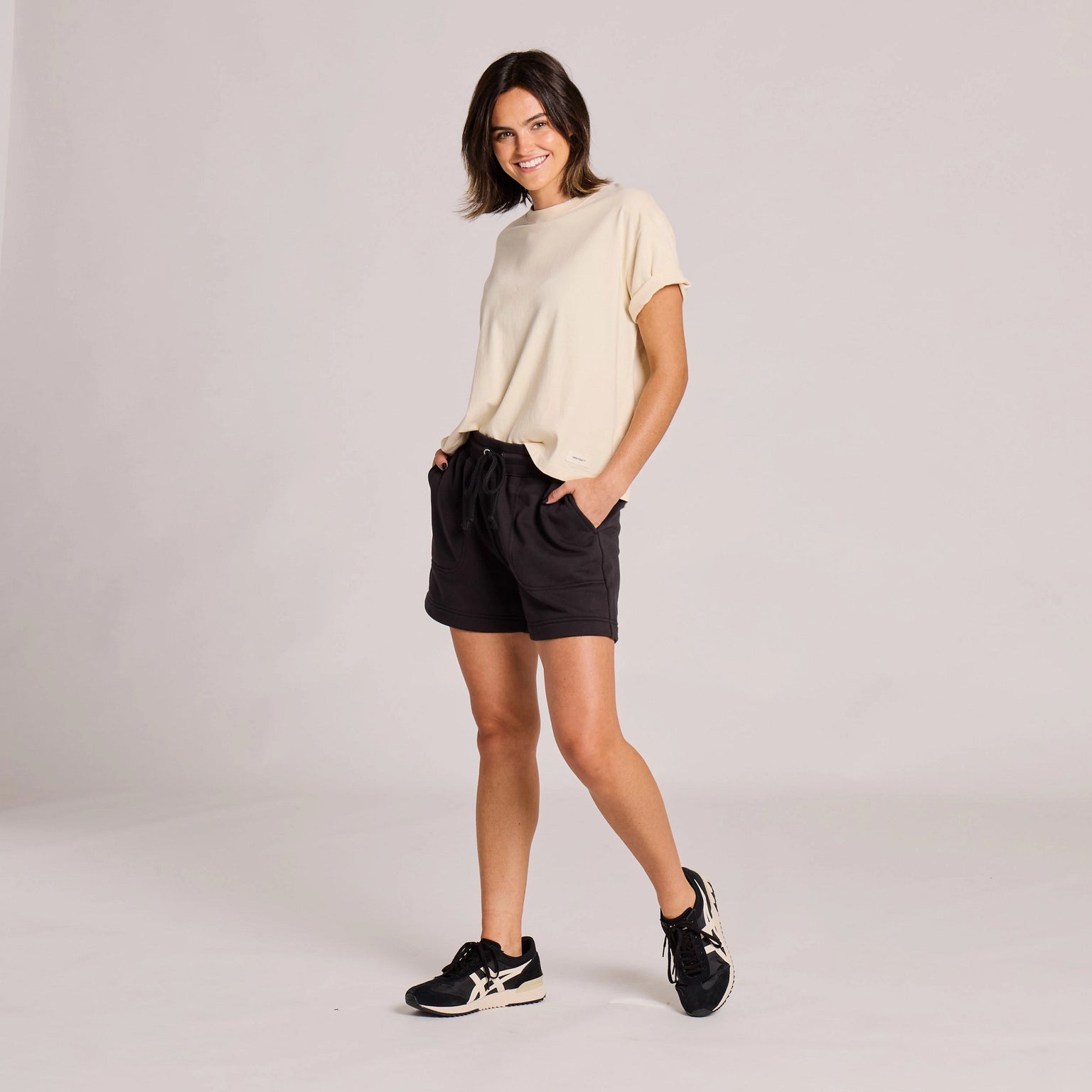 Solid Good Vibes Fleece Shorts - Black