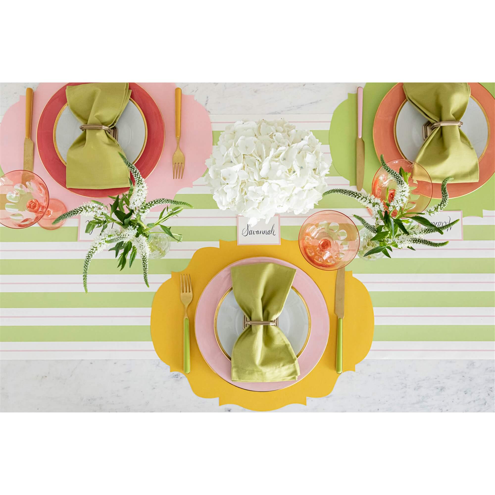 Table Runner - Green & Pink Awning Stripe