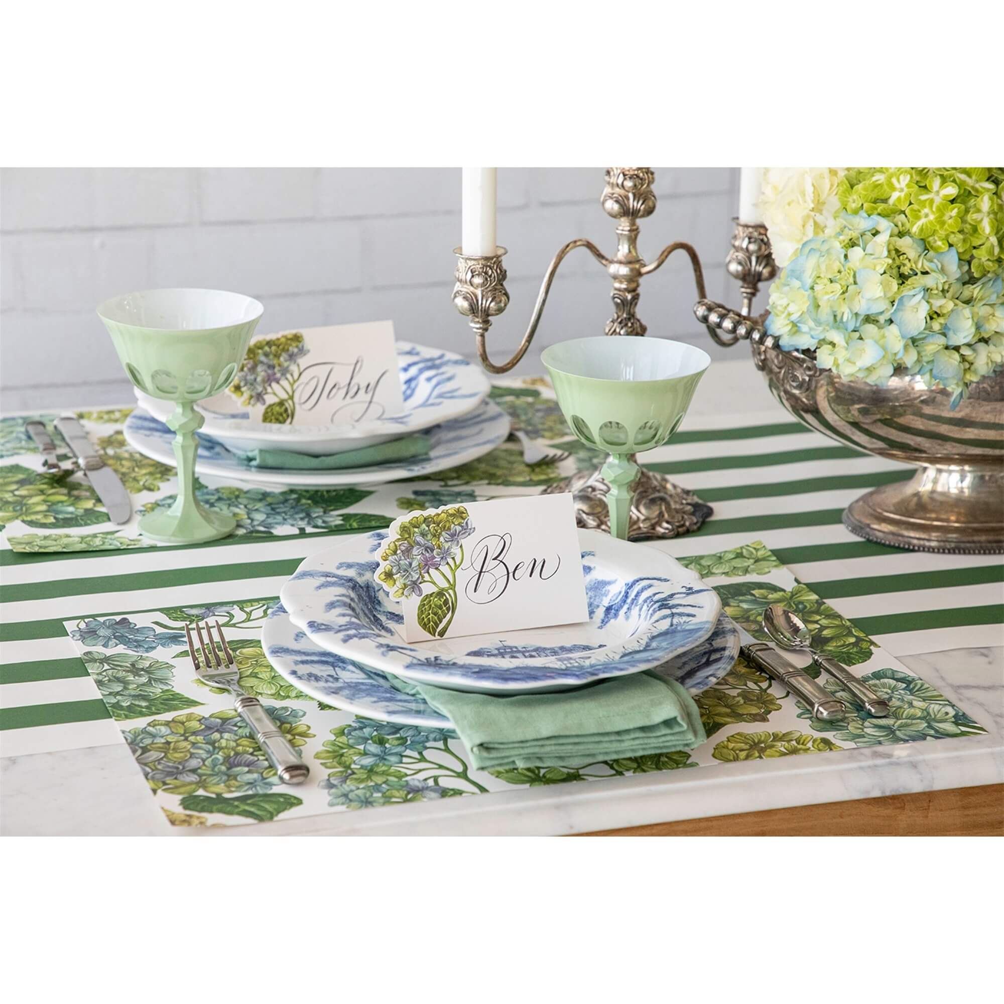 Classic Stripe Table Runner - Dark Green
