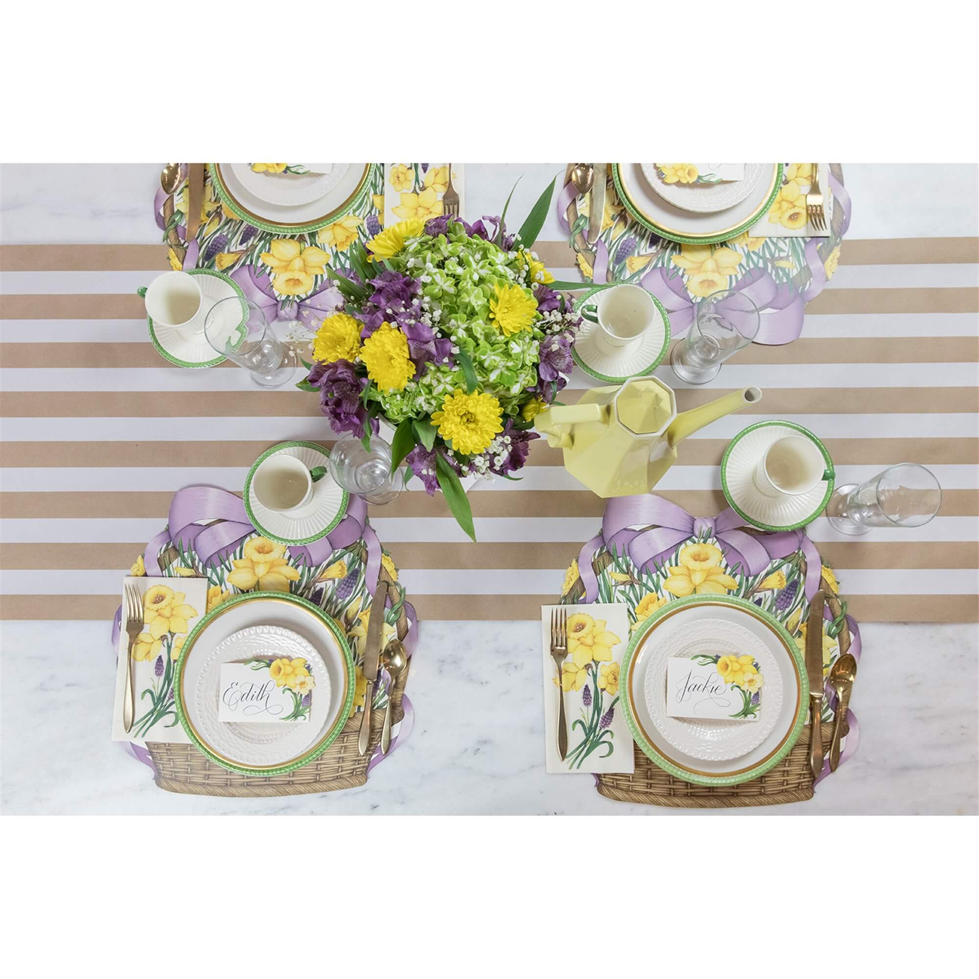 Kraft Stripe Table Runner - White