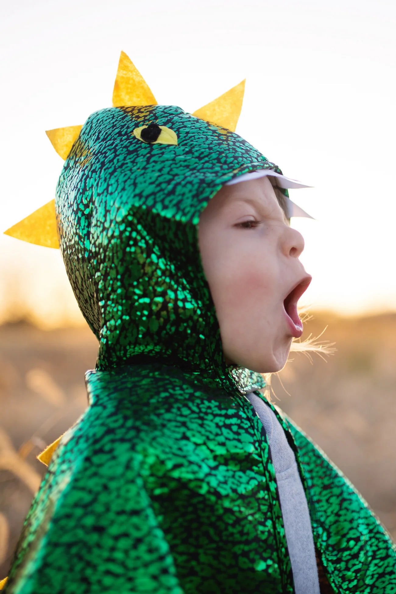 Green Metallic Dragon Toddler Cape