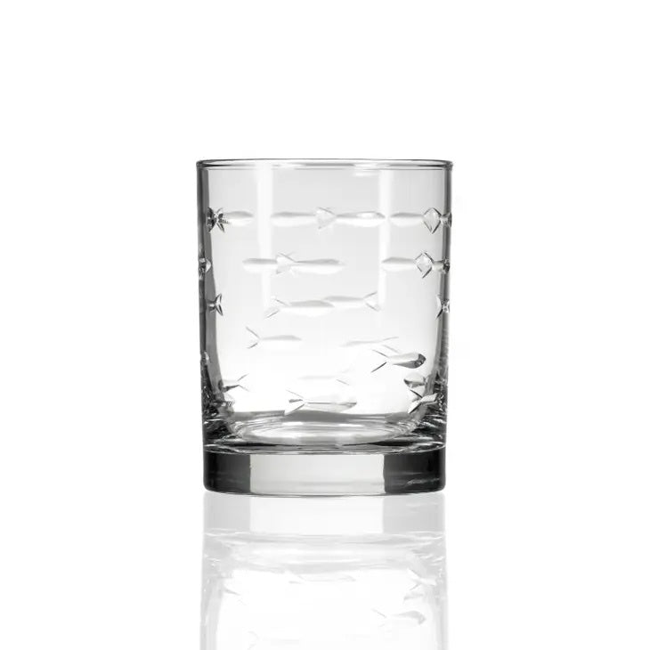 School of Fish Double Old Fashioned Glass