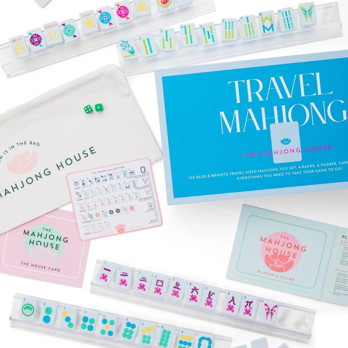 Ice Blue &amp; Brights Travel Mahjong Set
