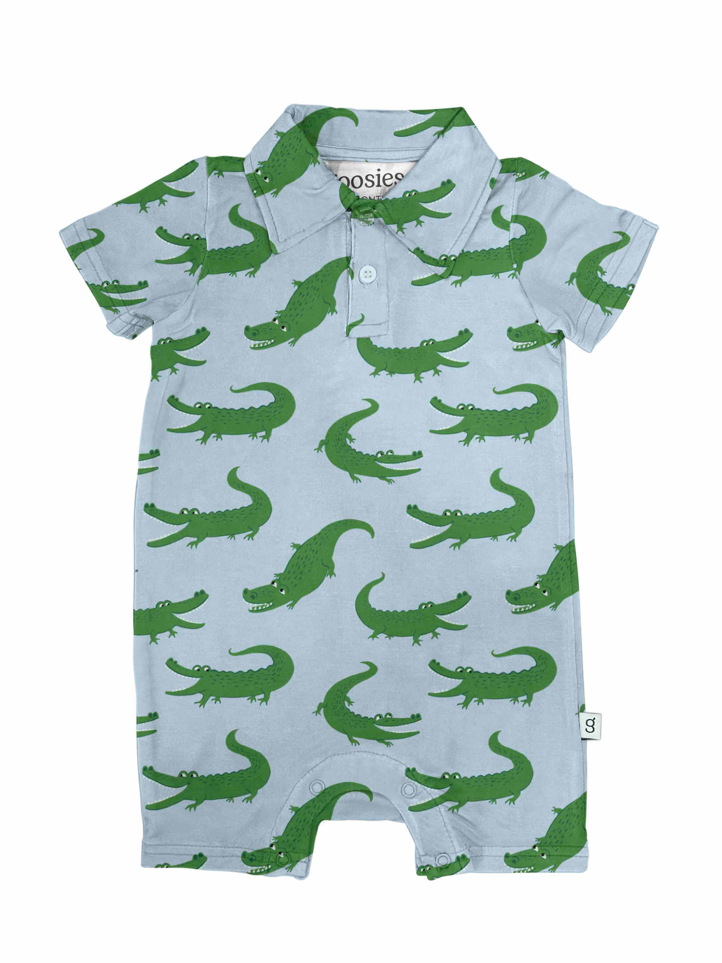 Blue Alligator Polo Romper