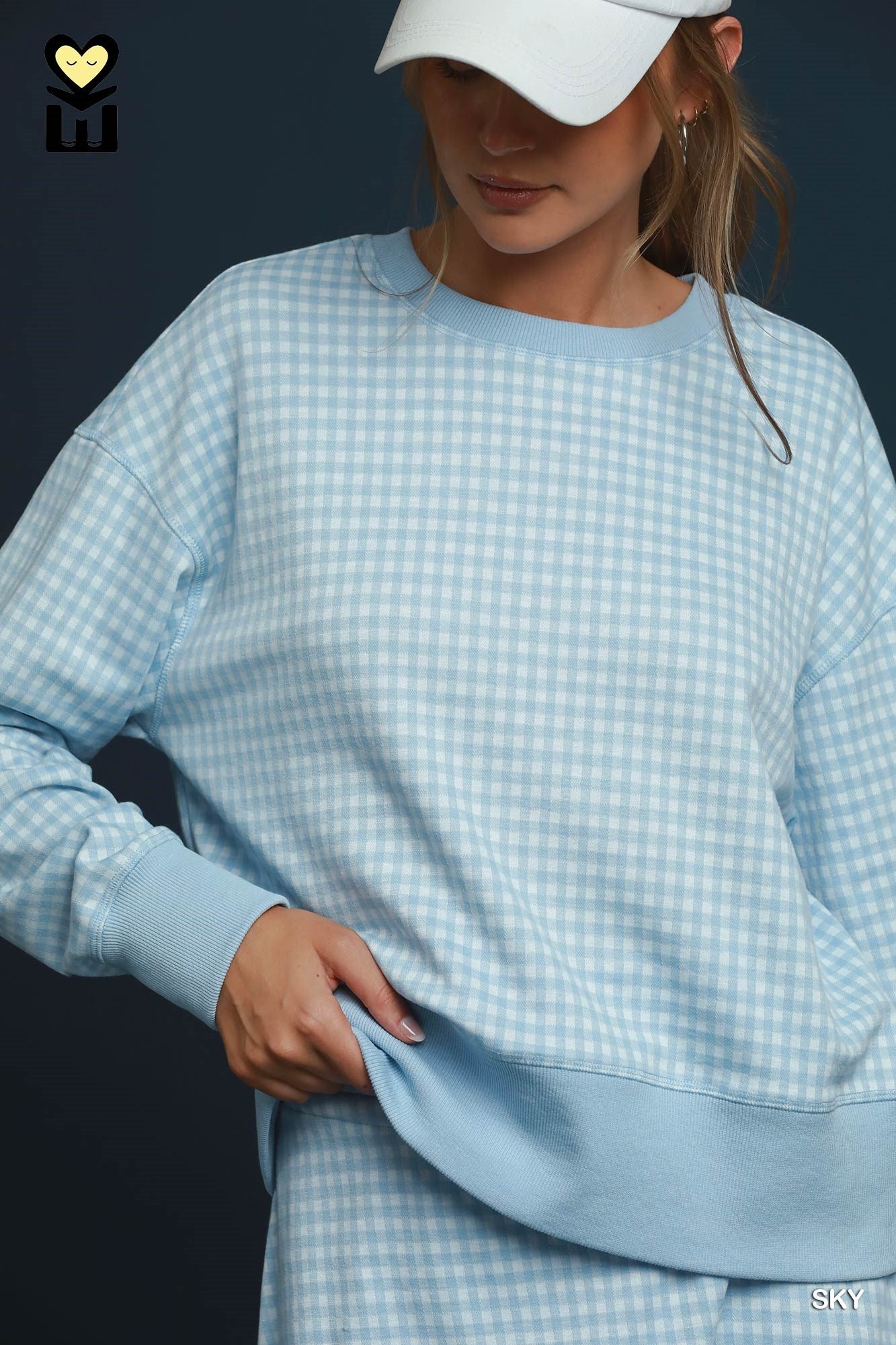 Powder Blue Gingham Top